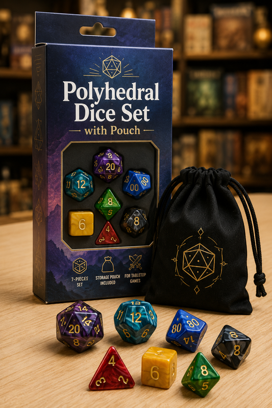 Polyhedral Dice Set with Pouch